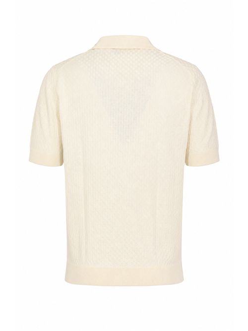 Polo in cotone tramato a quadretti Latte FILIPPO DE LAURENTIIS | PL1MC CR14Q020